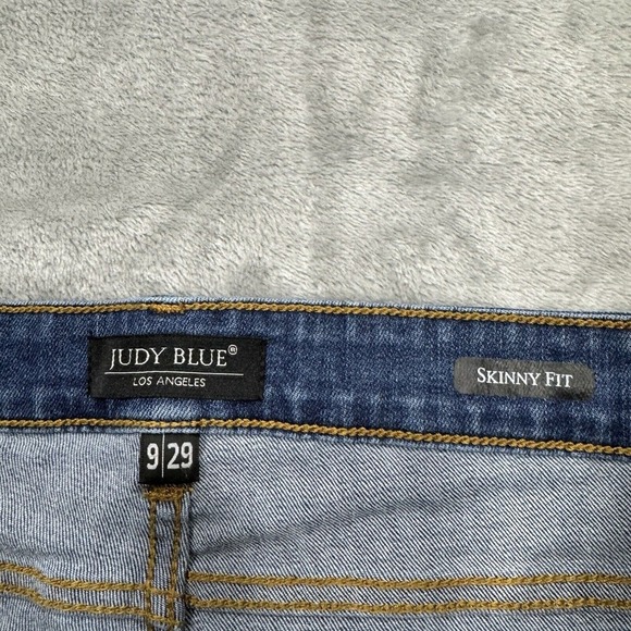 Judy Blue Jeans Womens 9/29 Blue Skinny Fit Stretch Medium Wash Denim Distressed - Picture 6 of 12